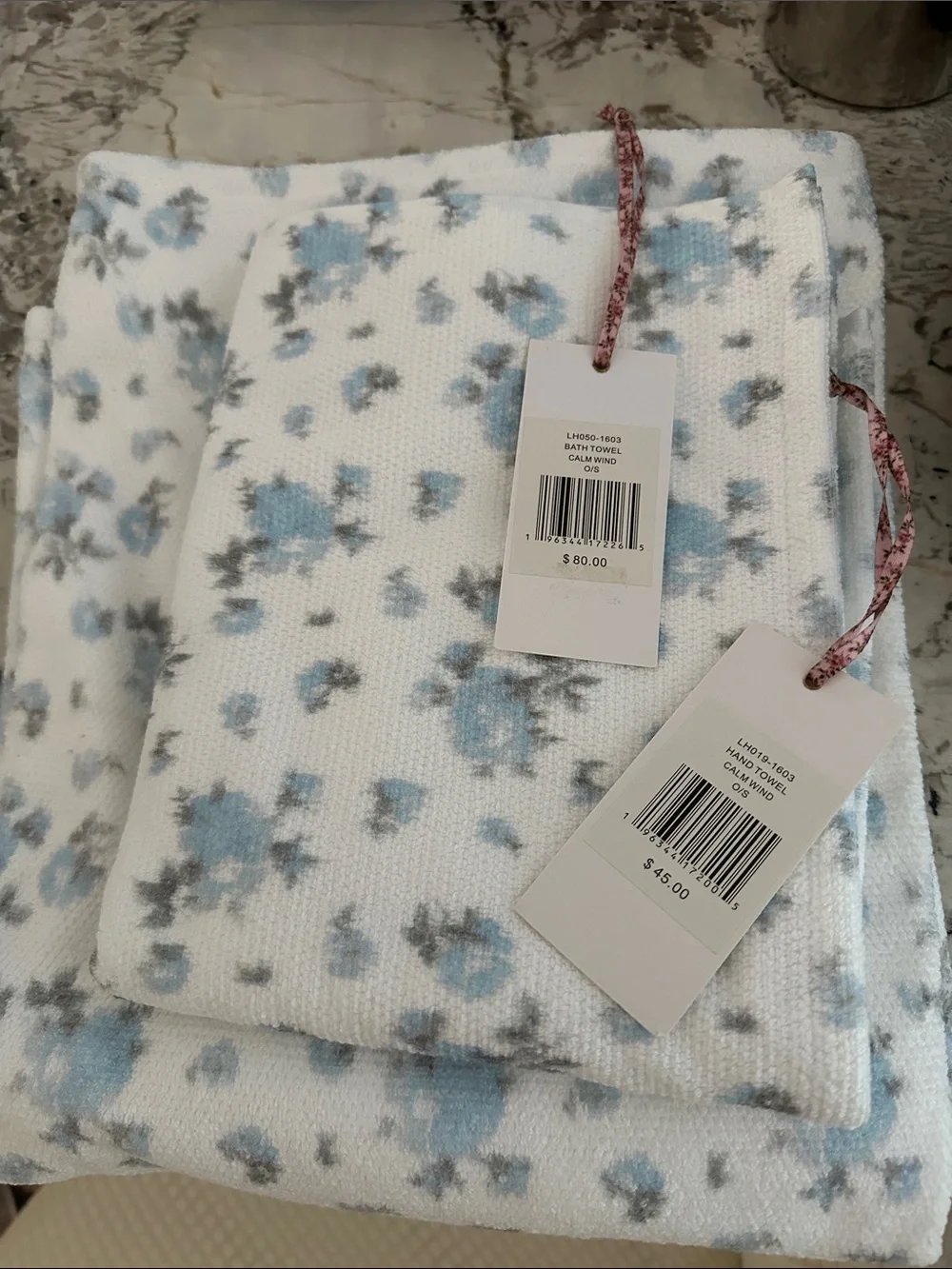 LoveShackFancy Floral Bath Towel Set - calm wind